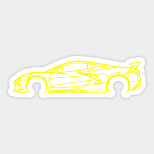 Accelerate Yellow C8 Corvette Racecar Side Silhouette Outline Accelerate Yellow Supercar Sports car Racing car Sticker